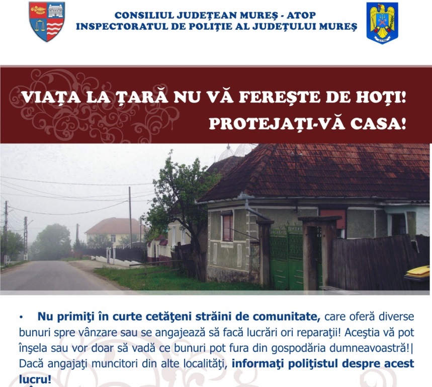 Pentru siguranța familiei, respectați următoarele măsuri de prevenire a furtului din locuințe!